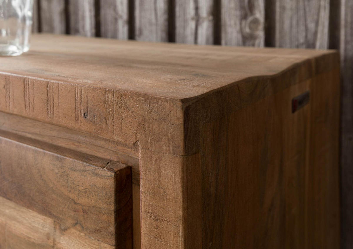 VITRINE Akazie 58x40x180 natur lackiert BARK #102 - Braun, Holzwerkstoff (58/180/40cm) - Massivmoebel24