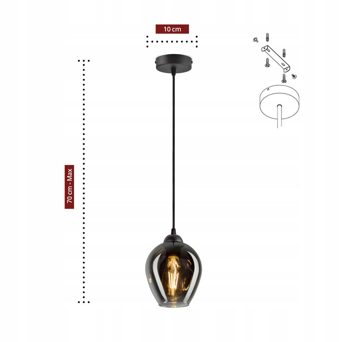 PENDELLEUCHTE Hegel - Transparent/Anthrazit, Glas/Metall (15/15/80cm) - kiki design