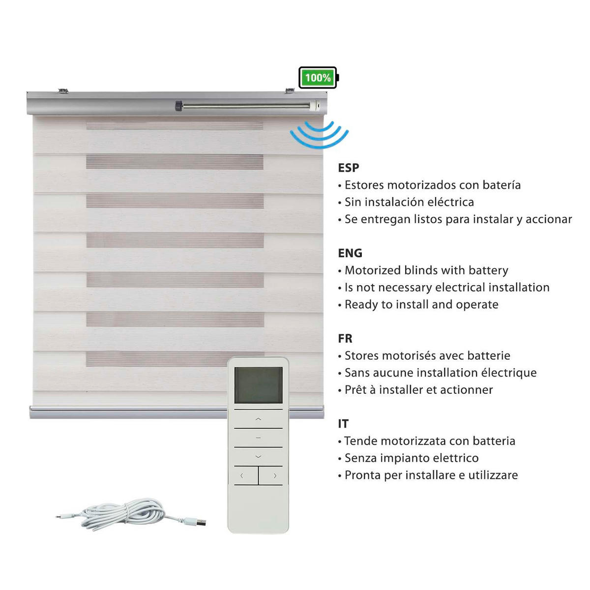 DOPPELROLLO Motorisiertes Leinen 120x250 cm - Beige, Kunststoff (120/250cm) - STORESDECO