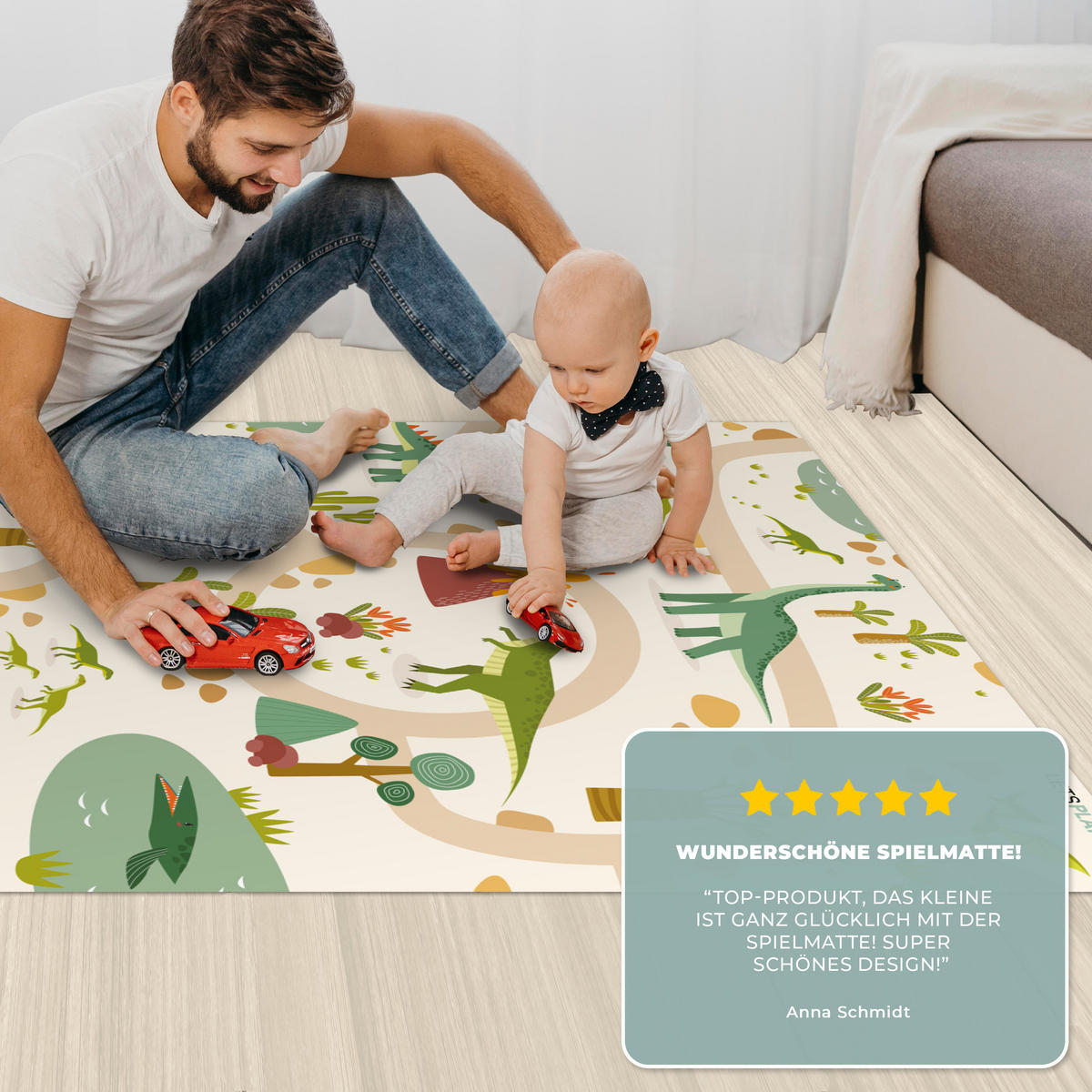 KINDERTEPPICH Dino - Grün - Natur - Kinder - Design 90x135 cm - Multicolor, Kunststoff (90/135cm) - MuchoWow