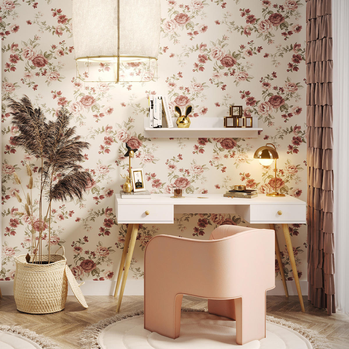 SCHREIBTISCH NATURA, 135 cm, Weiß Matt, mit 2 Schubladen - Weiß, Holz (54/135/79cm) - Excellent Home