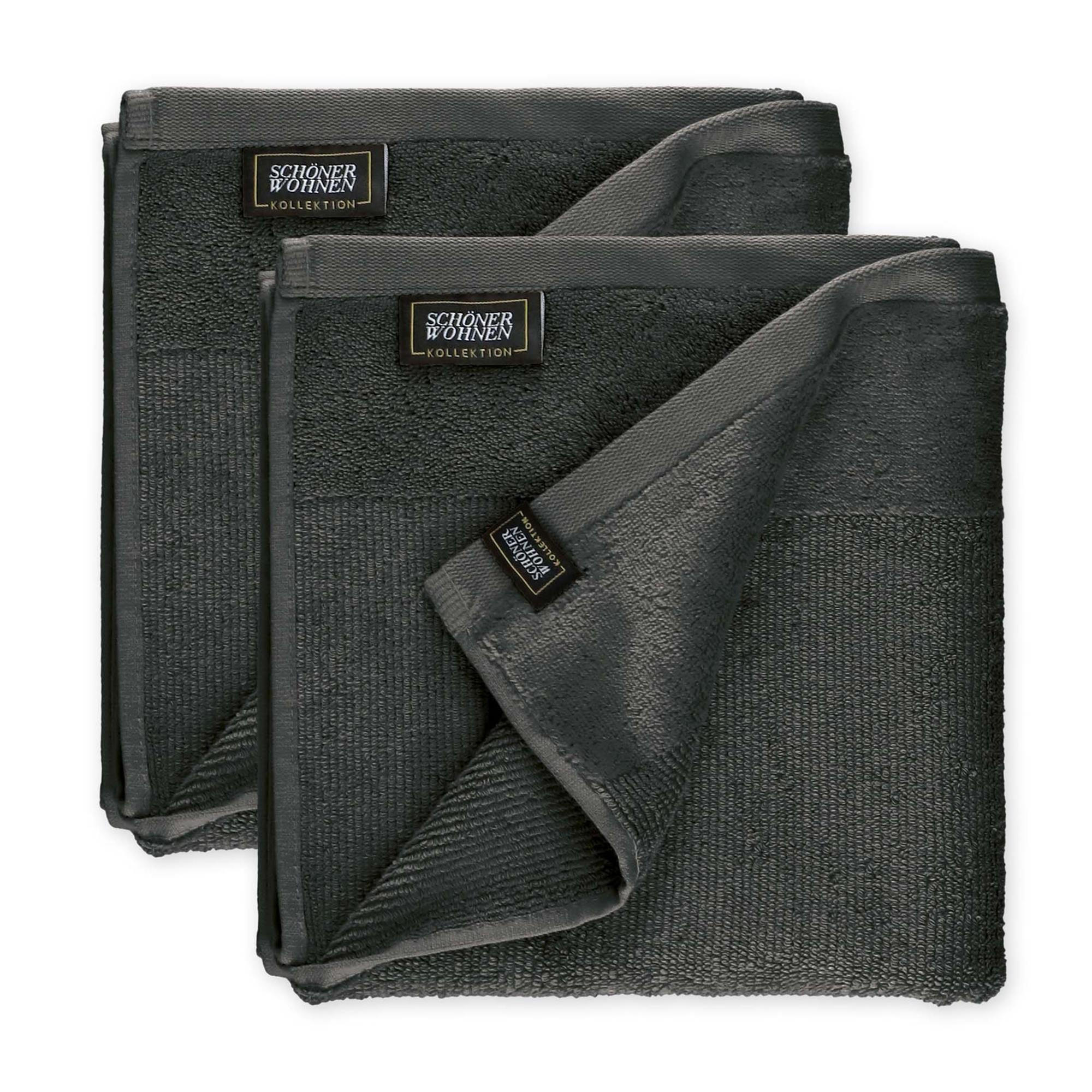 HANDTUCH AUS 100 % BAUMWOLLE SENSE 2ER SET - Anthrazit, Textil (50/100cm) - Schöner Wohnen