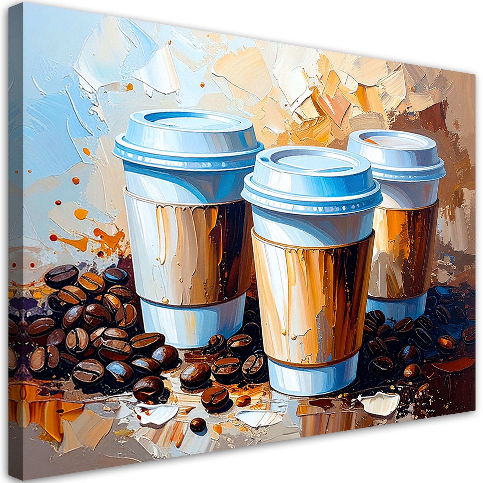 LEINWANDBILD Kaffeetassen 100x70cm - Braun, Textil (100/70cm) - Feeby