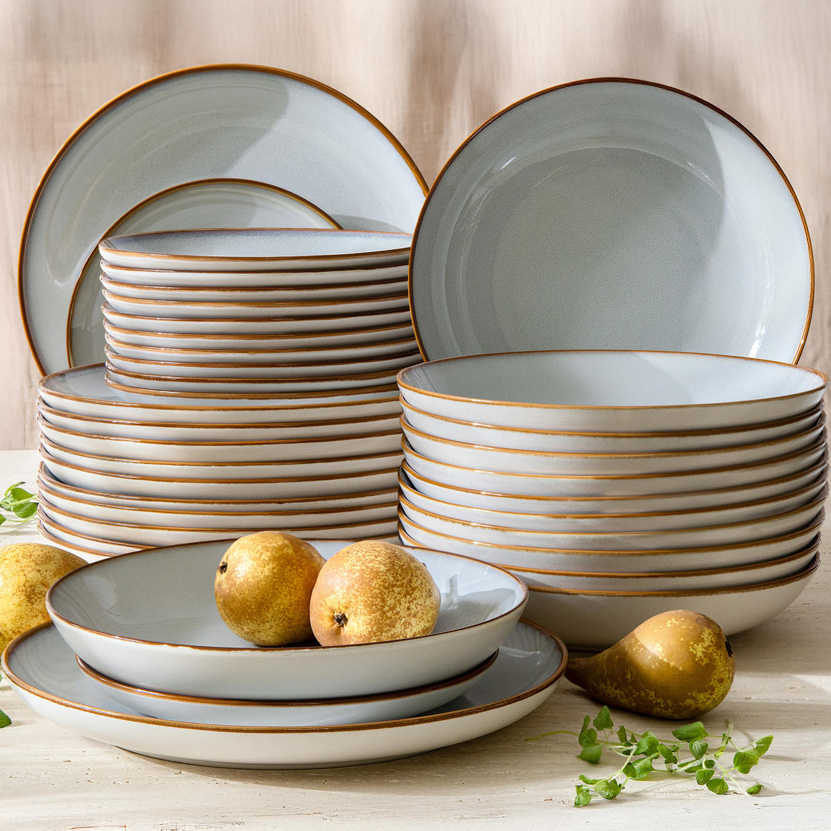 TAFELSERVICE 12 Personen PORTOFINO 36-tlg - Blaugrau, Keramik (27/2/27cm) - Ritzenhoff Breker