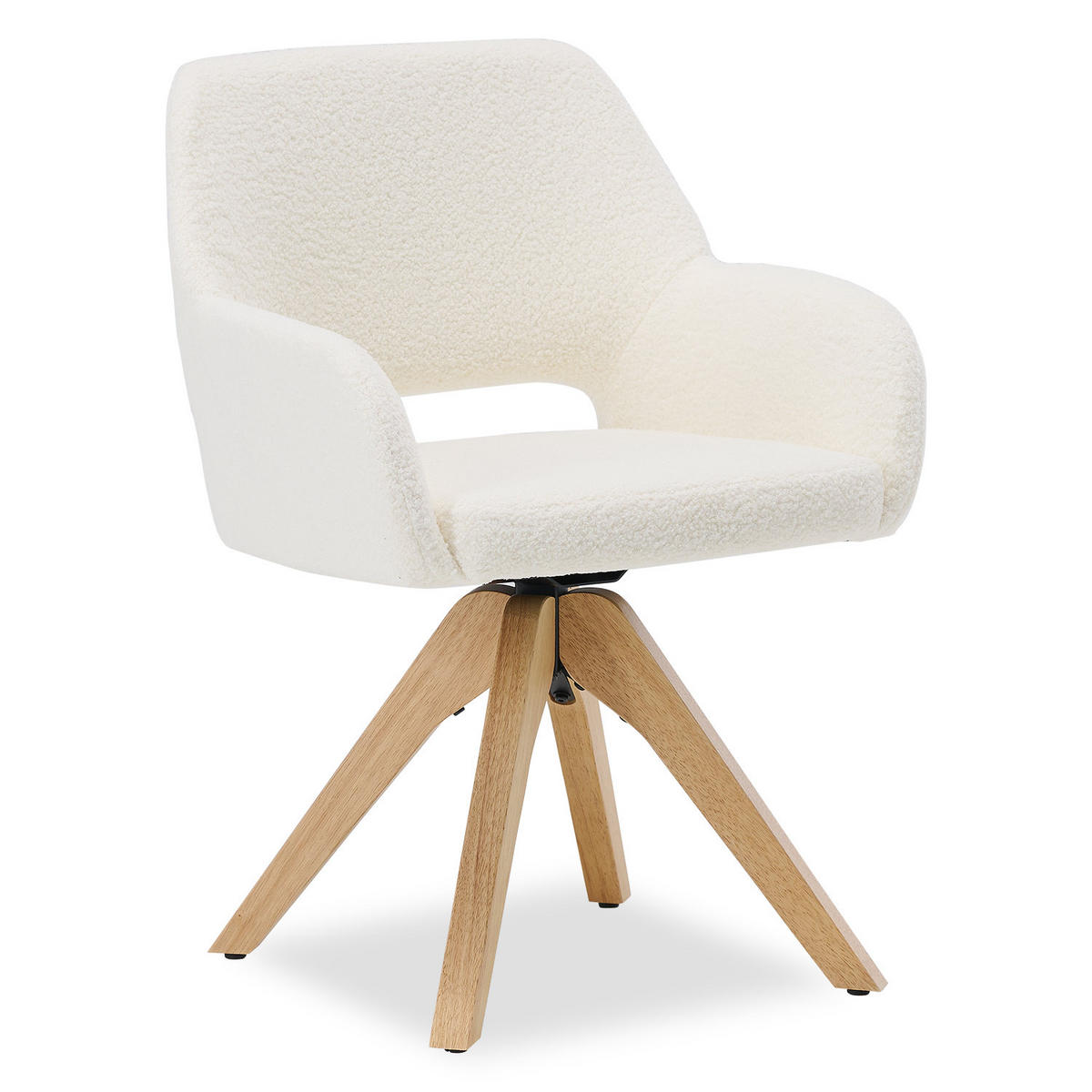 ARMLEHNENSTUHL in Weiß 6 Stück drehbar - Naturfarben/Weiß, Holz/Textil (57/82/53cm) - Homestyle4u