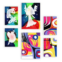 POSTER Set Mit 6 Flügel Des Friedens In Farbenfrohe Zusammenfassungen A3 & A4 Rahmenlos - Klar, Papier (29/3cm) - Nacnic