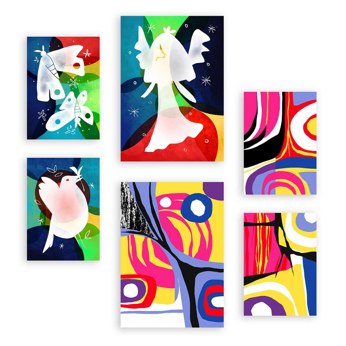 POSTER Set Mit 6 Flügel Des Friedens In Farbenfrohe Zusammenfassungen A3 & A4 Rahmenlos - Klar, Papier (29/3cm) - Nacnic
