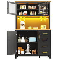 BUFFETSCHRANK 105,5/40/180 cm schwarz aus MDF mit LED-Lichtleiste - Schwarz, Holzwerkstoff (105.5/180/40cm) - OKWISH
