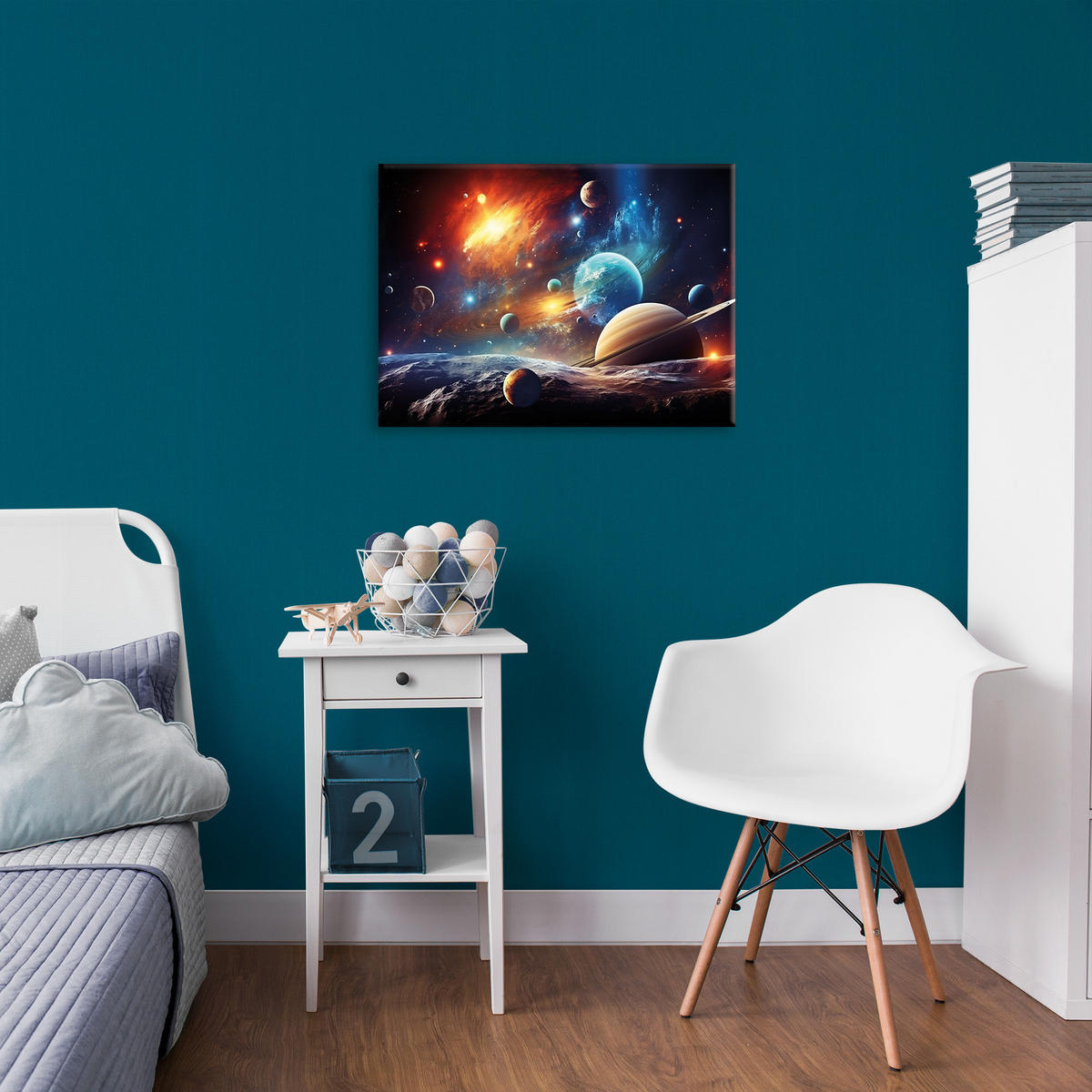 LEINWANDBILD Das Sonnensystem 50x70cm - Multicolor, Holzwerkstoff (70/1cm) - Art for the Home