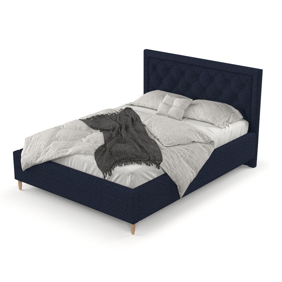 POLSTERBETT Lido 160/200 cm Marineblau im Riva Stoff - Naturfarben/Dunkelblau, Holz/Holzwerkstoff (160/200cm) - AltaBeds