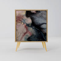 SIDEBOARD GILDED SWIRLS, Eichefarben, 57,5x42x75,5 cm, Goldfarbene Metallfüße - Eichefarben/Goldfarben, Holzwerkstoff/Metall (57.5/75.5/42cm) - SpaceRebels