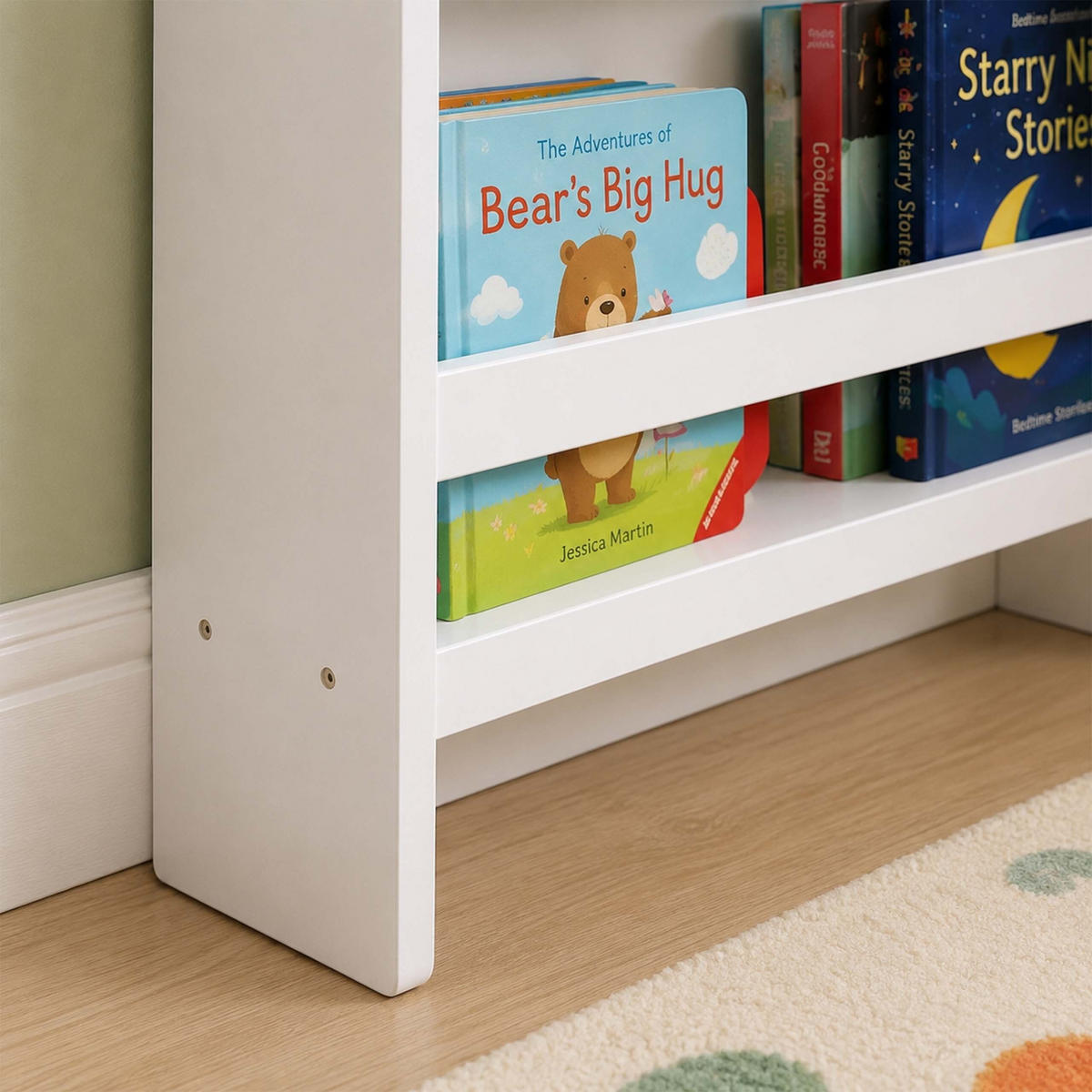 BIBLIOTECĂ Alb copii MDF 6 compartimente 200x55x10 cm - alb, compozit lemnos (55/200/10cm) - Relaxdays