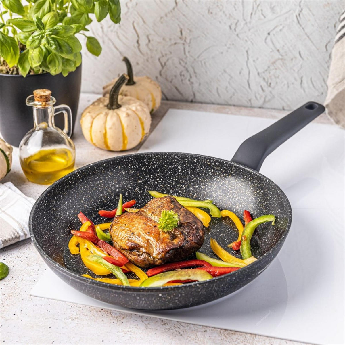 BRATPFANNE mit Marmorbeschichtung 28cm KB7665 - Schwarz, Metall (28cm) - Klausberg 