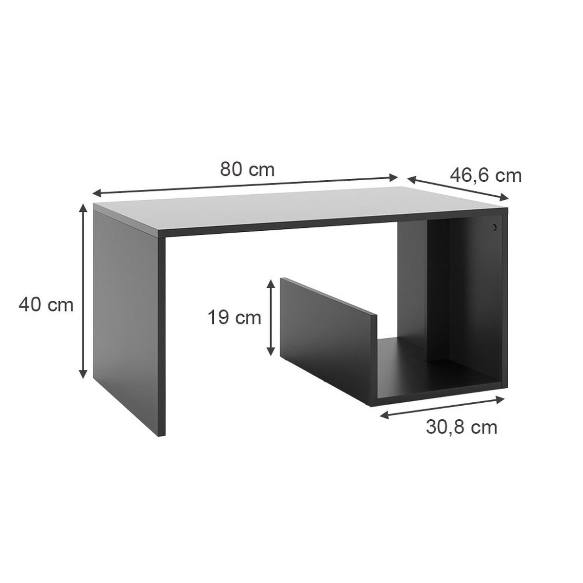 COUCHTISCH Lonar Anthrazit 80 x 46.6 cm - Anthrazit, Holzwerkstoff (46.6/80/40cm) - Vicco