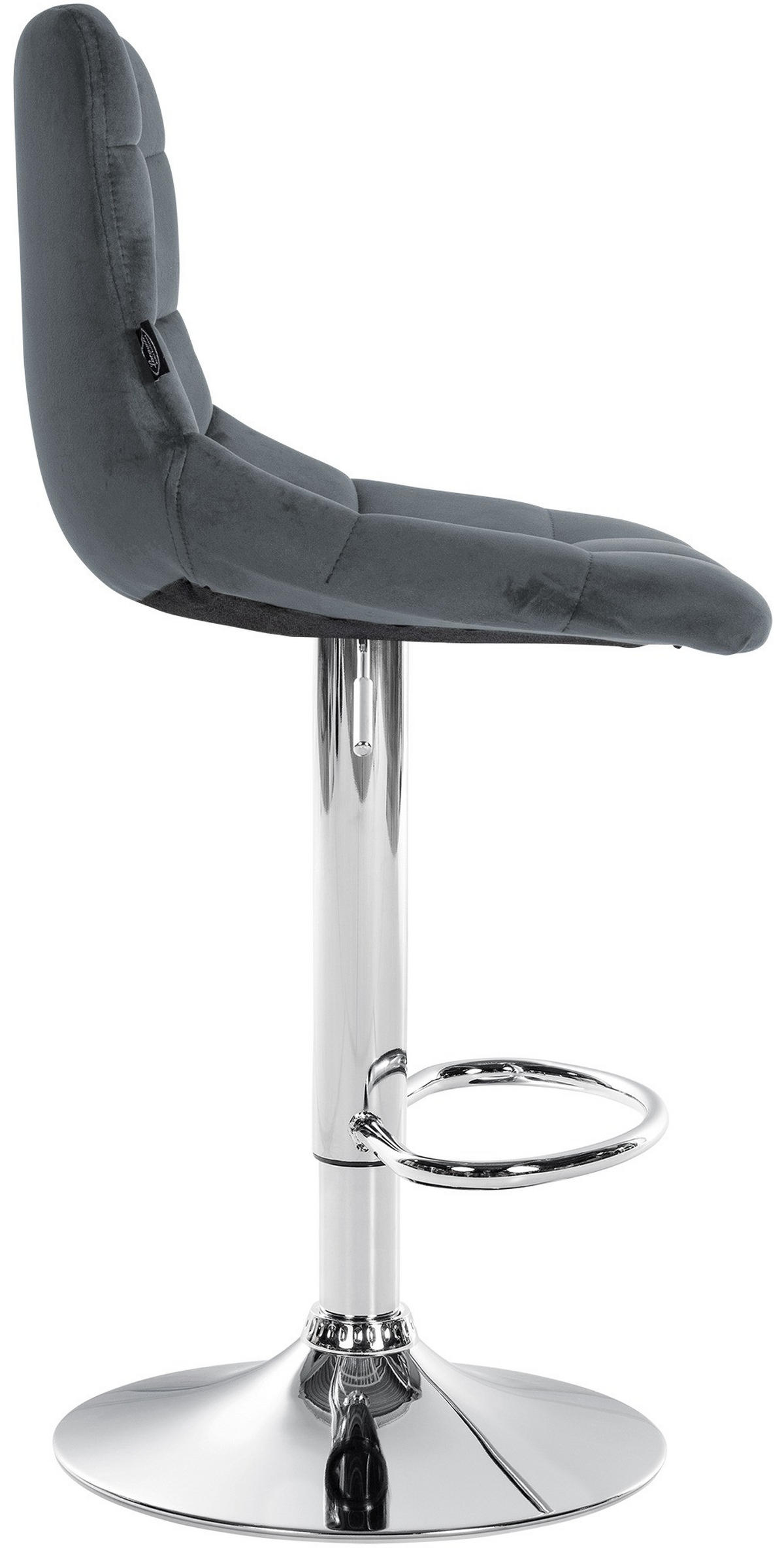 BARHOCKER Samt dunkelgrau - Chromfarben/Dunkelgrau, Textil/Metall (43/87/46.5cm) - CLP