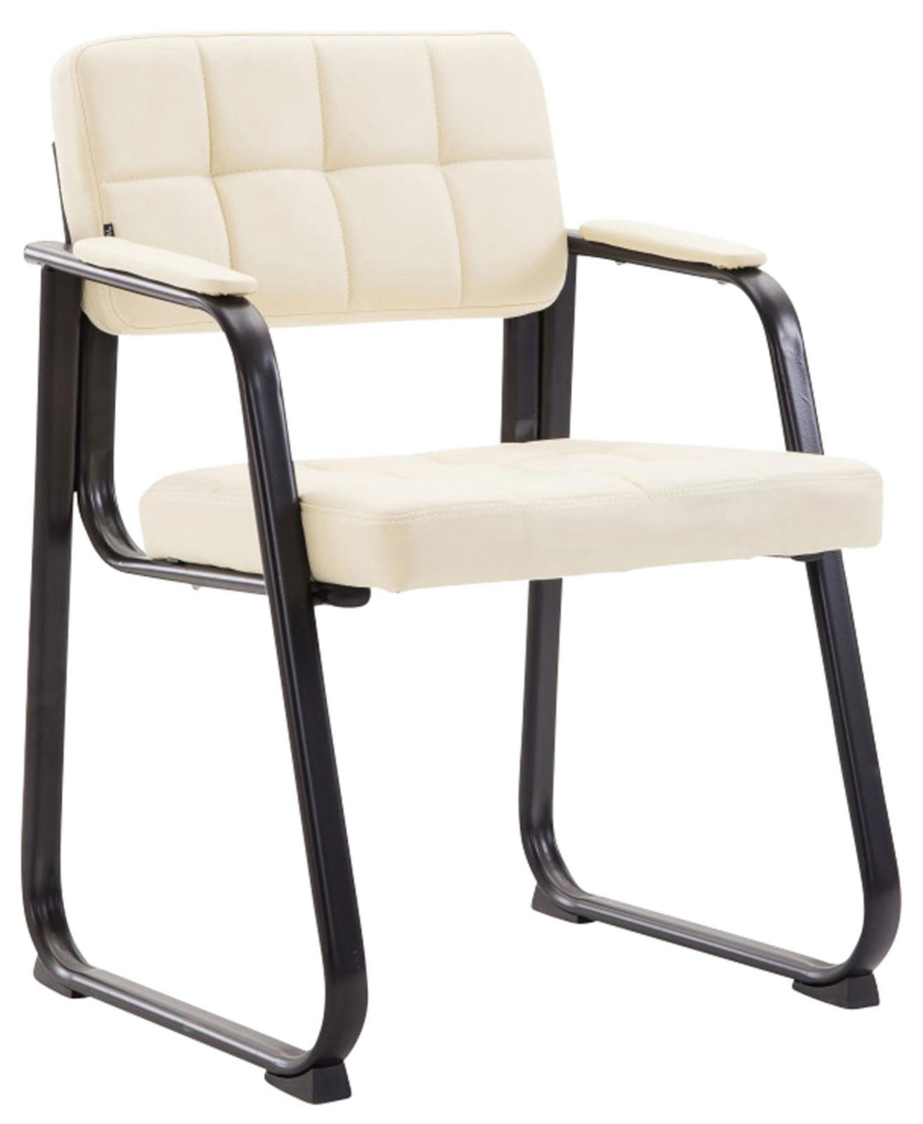 BESUCHERSTÜHLE Canam - 2er Set Kunstleder creme - Creme/Schwarz, Textil/Metall (59/84/58cm) - TPFLiving