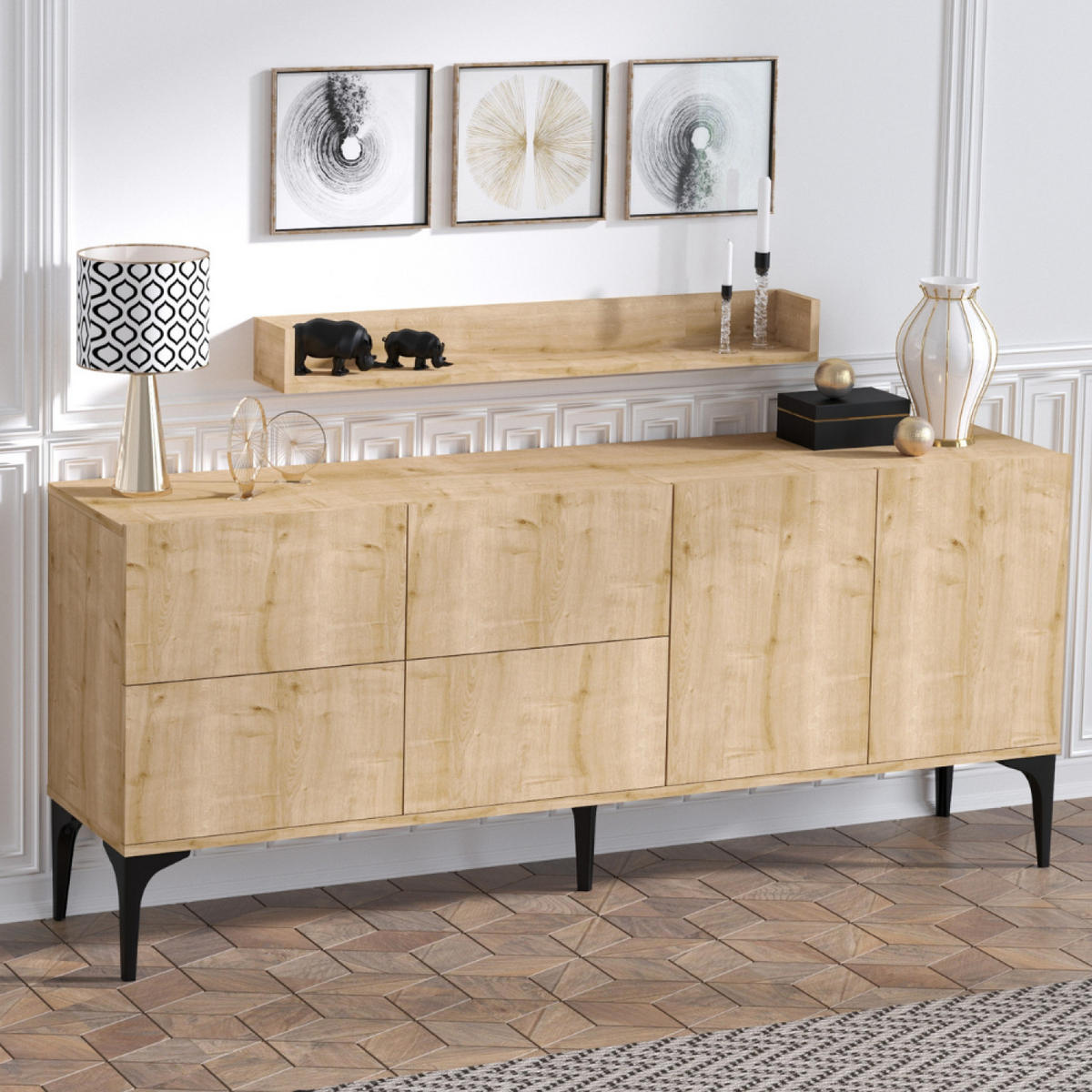 SIDEBOARD Assen Braun Länge 186 cm - Braun, Holzwerkstoff (186/33/44cm) - Concept Usine