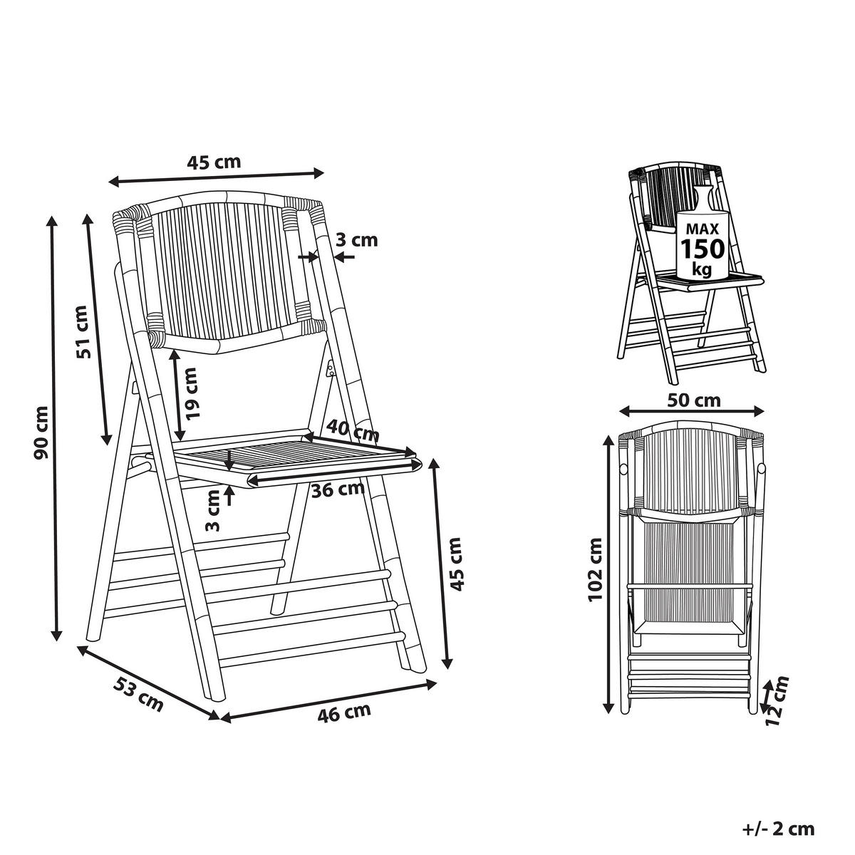 ESSZIMMERSTUHL 4er-Set Bambusholz Braun Trentor - Braun, Holz (46/90/53cm) - Beliani