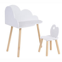 KINDERTISCH und Stuhlset Weiß Cloudy - Hellbraun, Holzwerkstoff (65/77/26cm) - Beliani