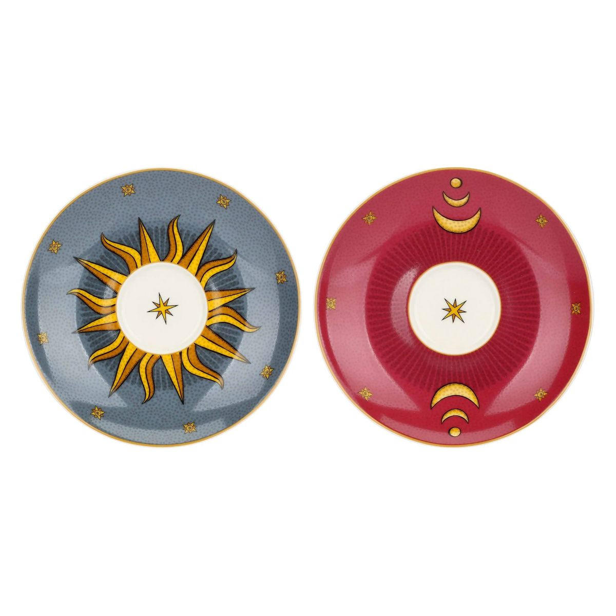 ESPRESSOTASSEN mit Untertassen 2er Set MIRABILIA 90 ml „Sole & Luna“ - Orange, Keramik (0.36L)