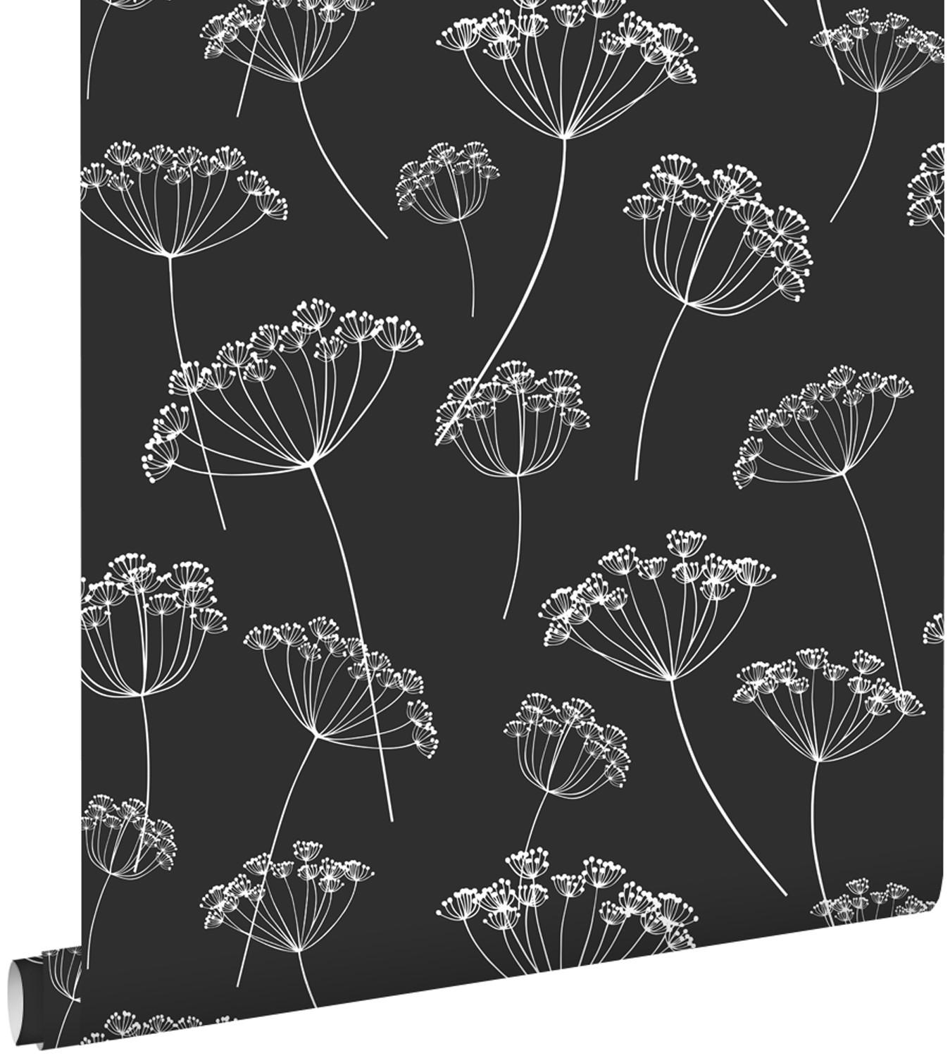TAPETE Doldenblütler 53 cm x 10.05 m - Schwarz, Papier (53/1000cm) - ESTAhome