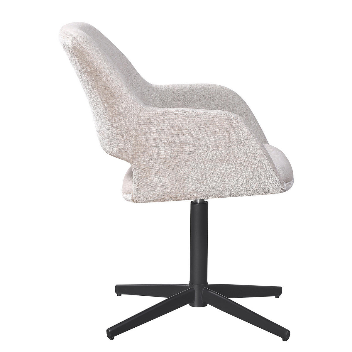 DREHBARER ARMLEHNENSTUHL - 2er-Set - Webstoff / Stahl - Creme/Schwarz, Textil/Metall (60/85/63cm) - home24