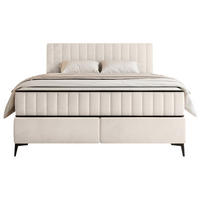 BOXBETT Mufasso Creme Samtbezug 180x200 cm - Creme/Schwarz, Textil/Metall (180/200cm) - Selsey