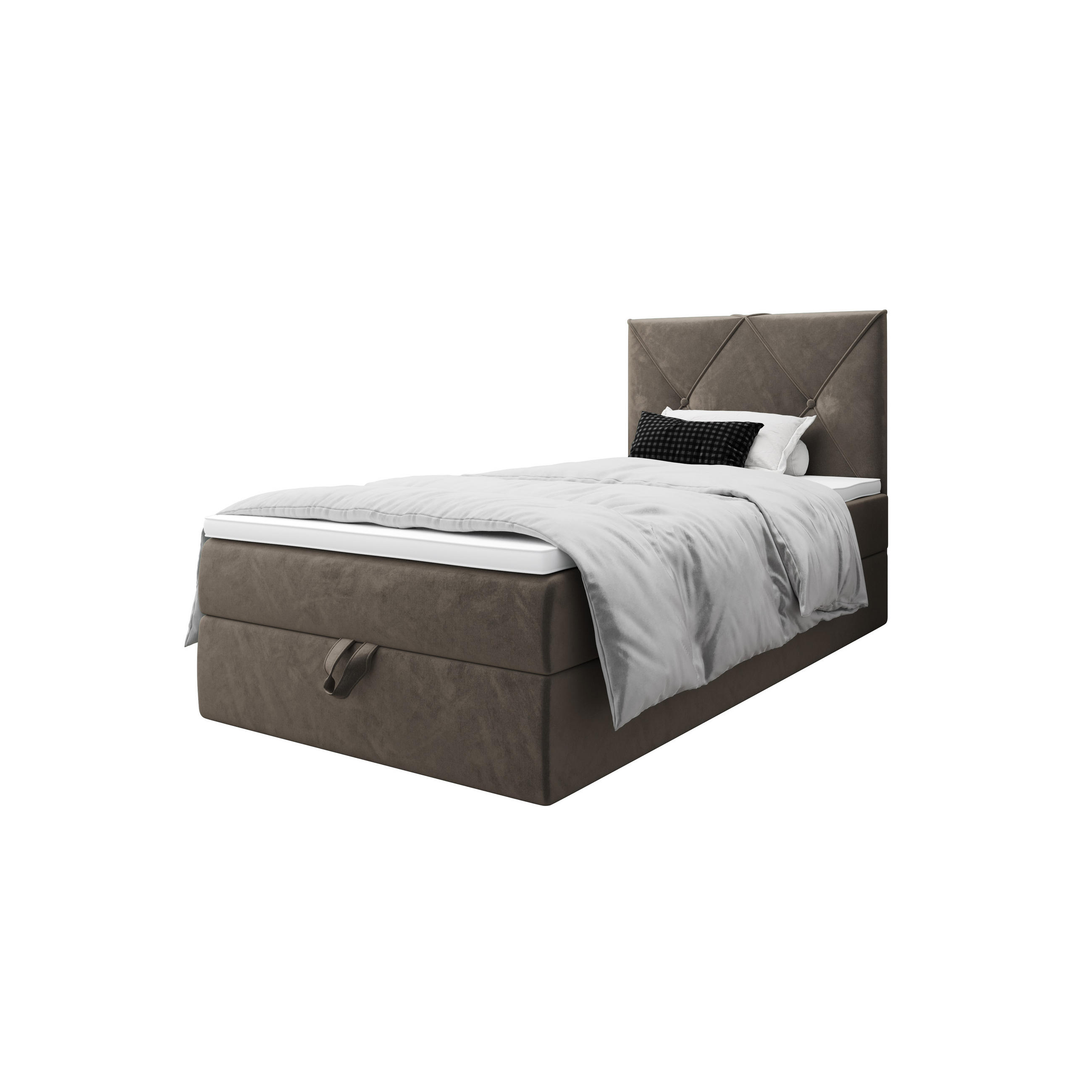 BOXBETT ALTEA 120x200 Monolith 15, mit Matratze H3, Bonell und Topper, Braun - Braun, Holz/Kunststoff (120/200cm) - Bedante