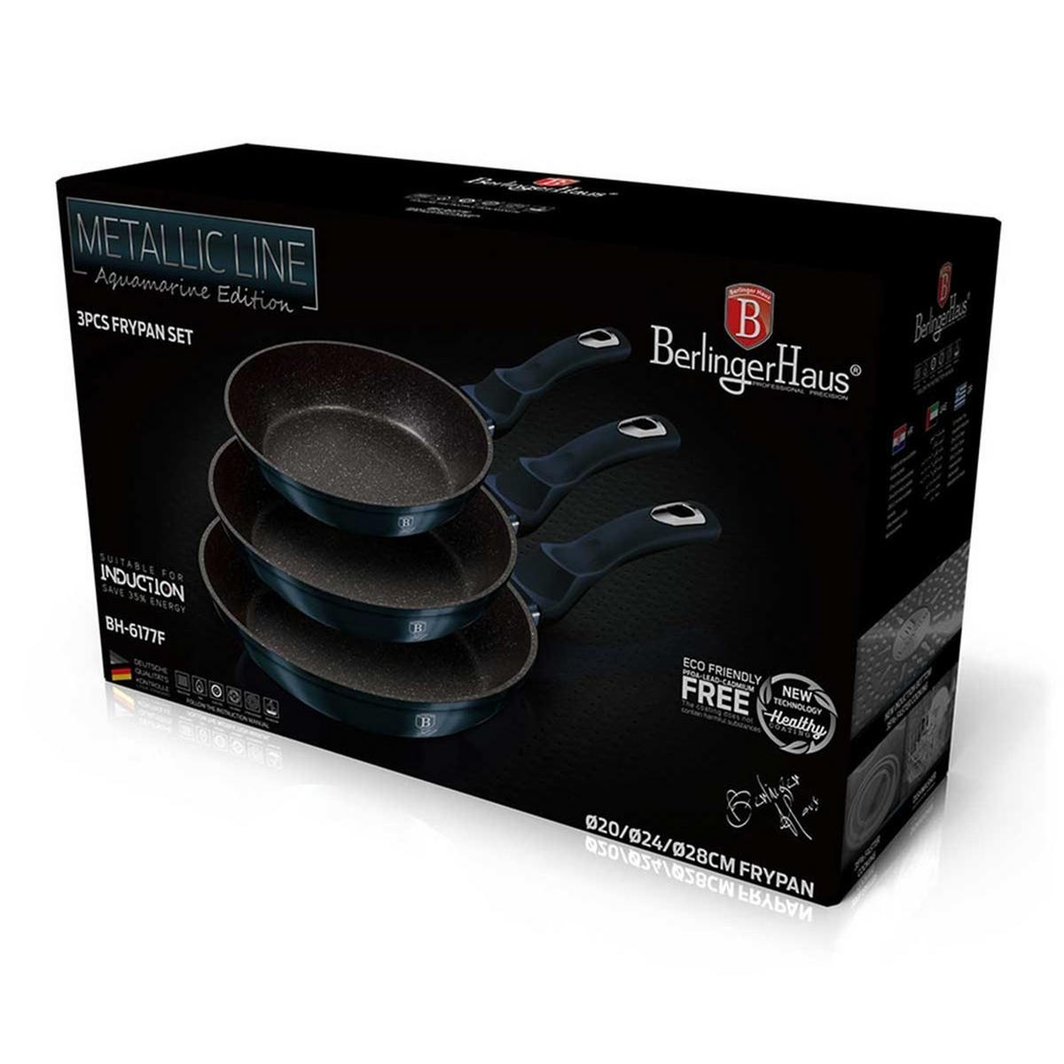 PFANNENSET Blau 50/30/20 cm BH6177 - Blau, Metall - Berlinger Haus
