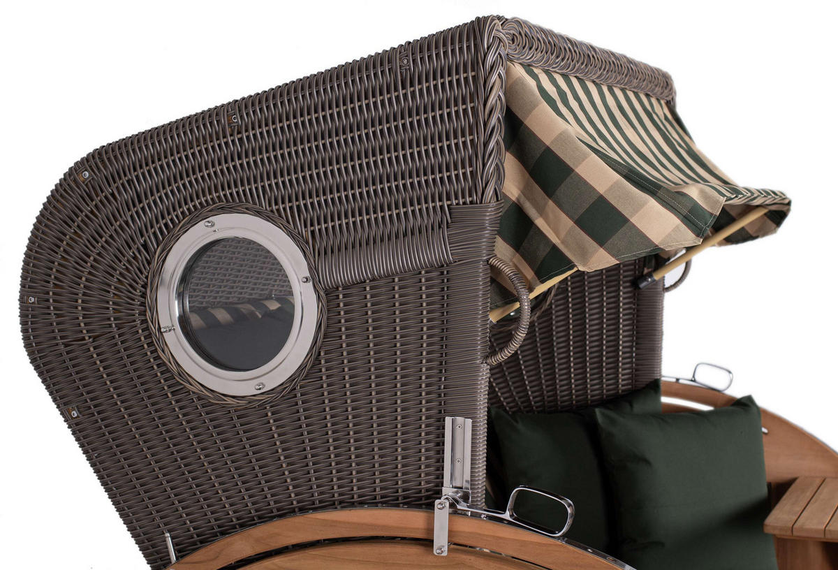 STRANDKORB XL Schillig Bullauge - Braun/Grau, Metall (142/170/95cm) - Mr. Deko