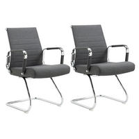 BESUCHERSTUHL OFFICE COMFORT 2er Set LB Stoff Dunkelgrau - Dunkelgrau/Silberfarben, Textil/Metall (56/94/64cm) - SVITA
