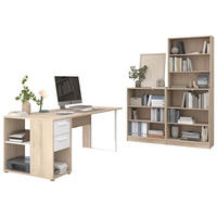 BÜROMÖBEL-SET Eiche japanisch, weiß, Schreibtisch-Kombination mit viel Stauraum - Eichefarben/Weiß, Holzwerkstoff/Kunststoff (80/150/104cm) - Parisot Meuble