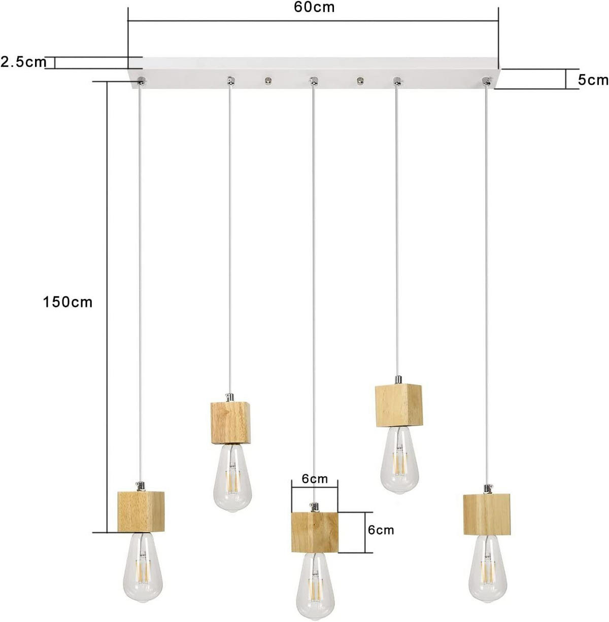 HÄNGELEUCHTE Brunhilde 60/6/6 cm - Braun, Holz (60/6/6cm) - Nettlife