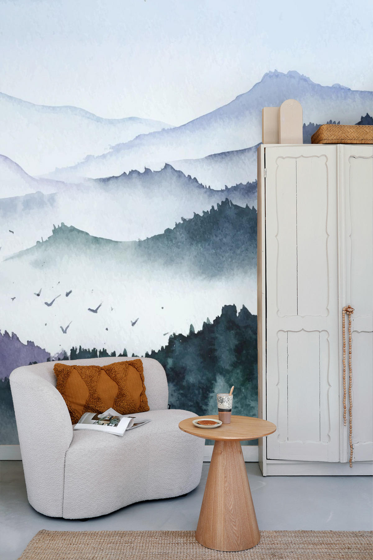 FOTOTAPETE Berglandschaft mit Bäumen 375 x 270 cm - Grün, Papier (375/270cm) - Sanders & Sanders