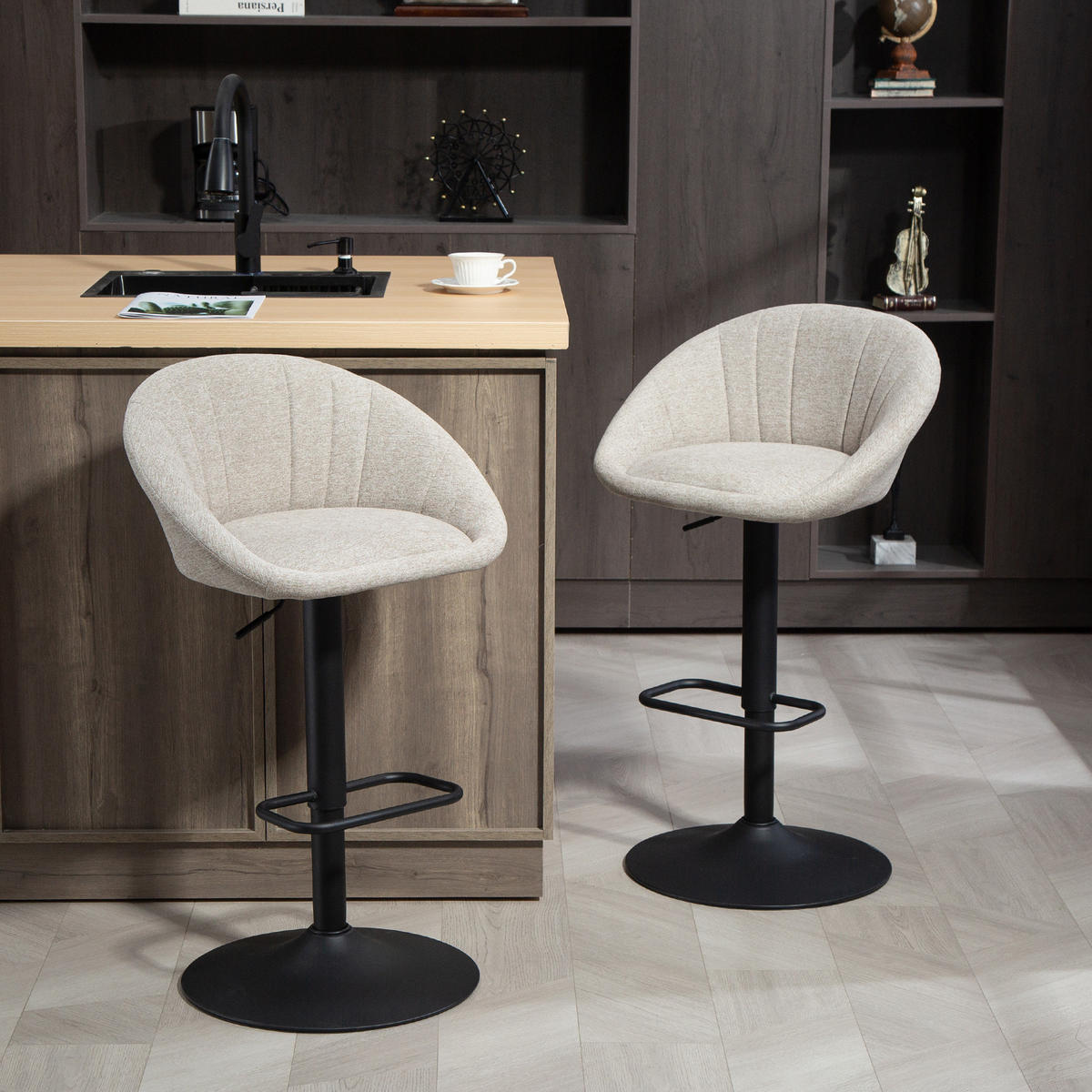 BARHOCKER 2er-Set Beige 53.5/46.0/103.0 cm - Beige, Textil (46/103/53.5cm)