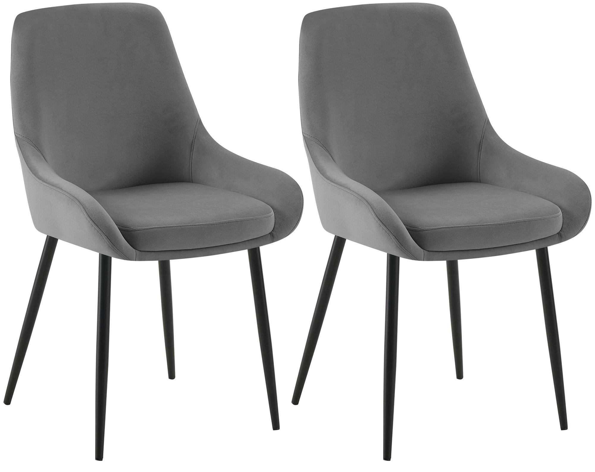 ESSZIMMERSTUHL 2er Set Samt Dunkelgrau - Dunkelgrau/Schwarz, Textil (50/86/53cm) - CLP
