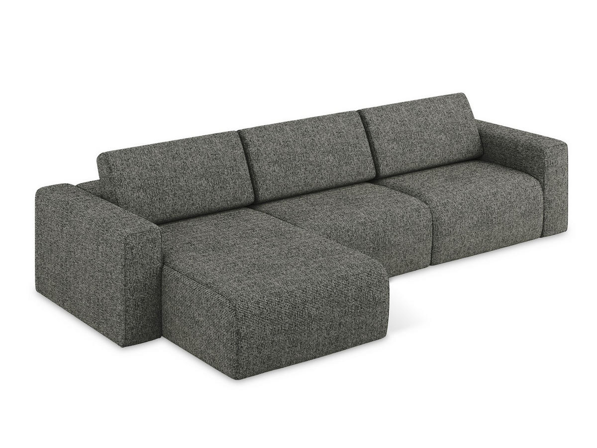 ECKSOFA Links Strukturstoff Stoff Grau - Dunkelgrau/Beige, Kunststoff/Textil (167/314cm) - Makamii