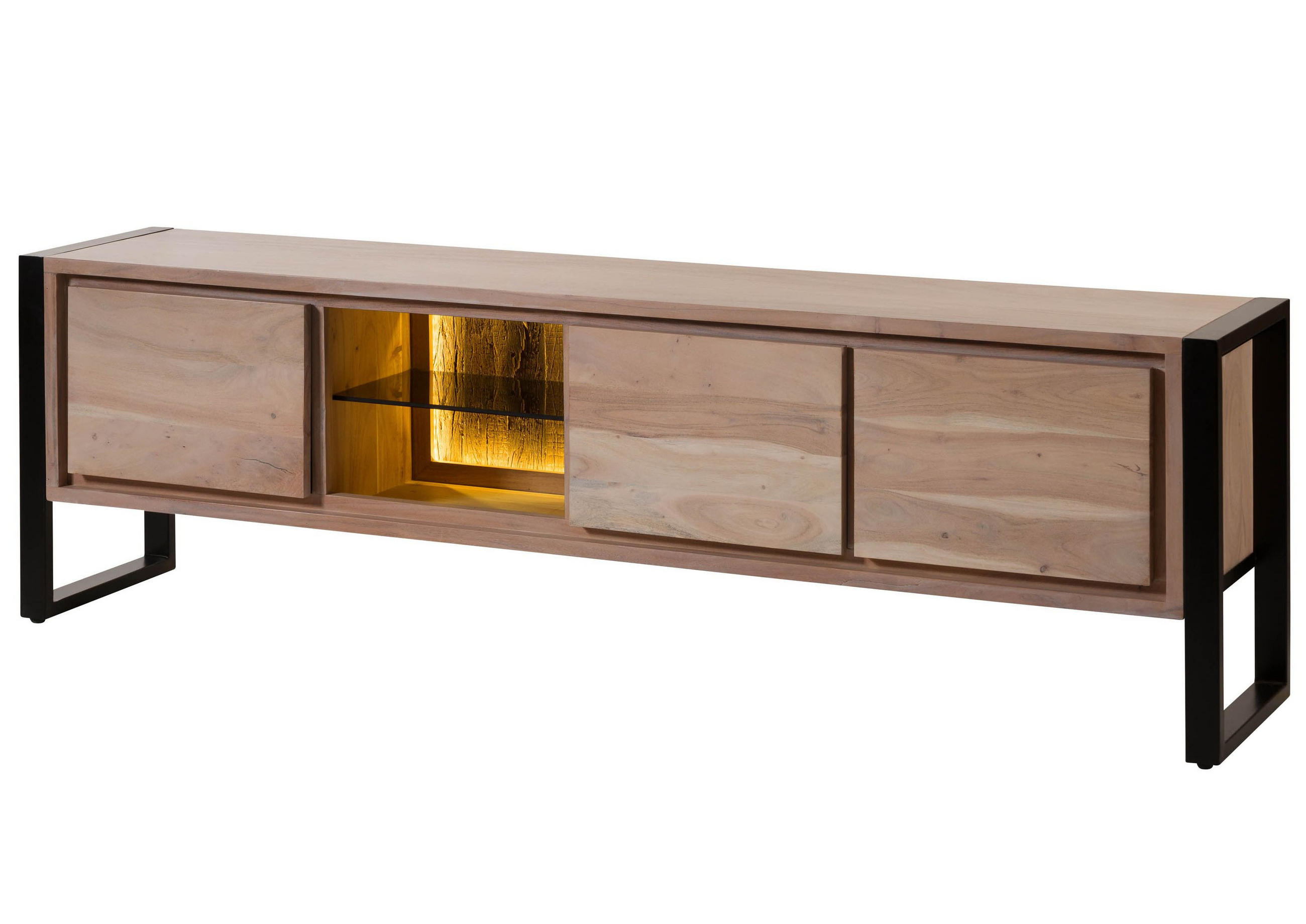 LOWBOARD Akazie / Altholz 200x40x60 natur lackiert DENVER #116 - Naturfarben, Holz (200/60/40cm) - Massivmoebel24