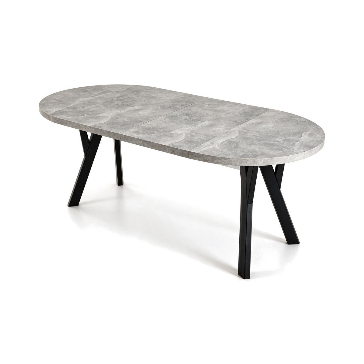 ESSTISCH ausziehbar rund 90-190 cm ATO Beton, Auszugstisch mit Einlegeplatte - Schwarz/Grau, Holzwerkstoff (90/90/77cm) - VENASI MÖBEL