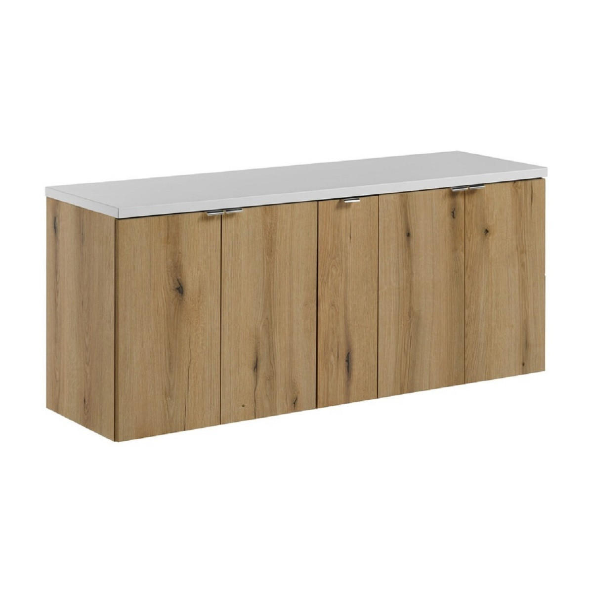 Milaros Markt Waschtischunterschrank Eiche Wotan, Weiß 140x57x40 cm