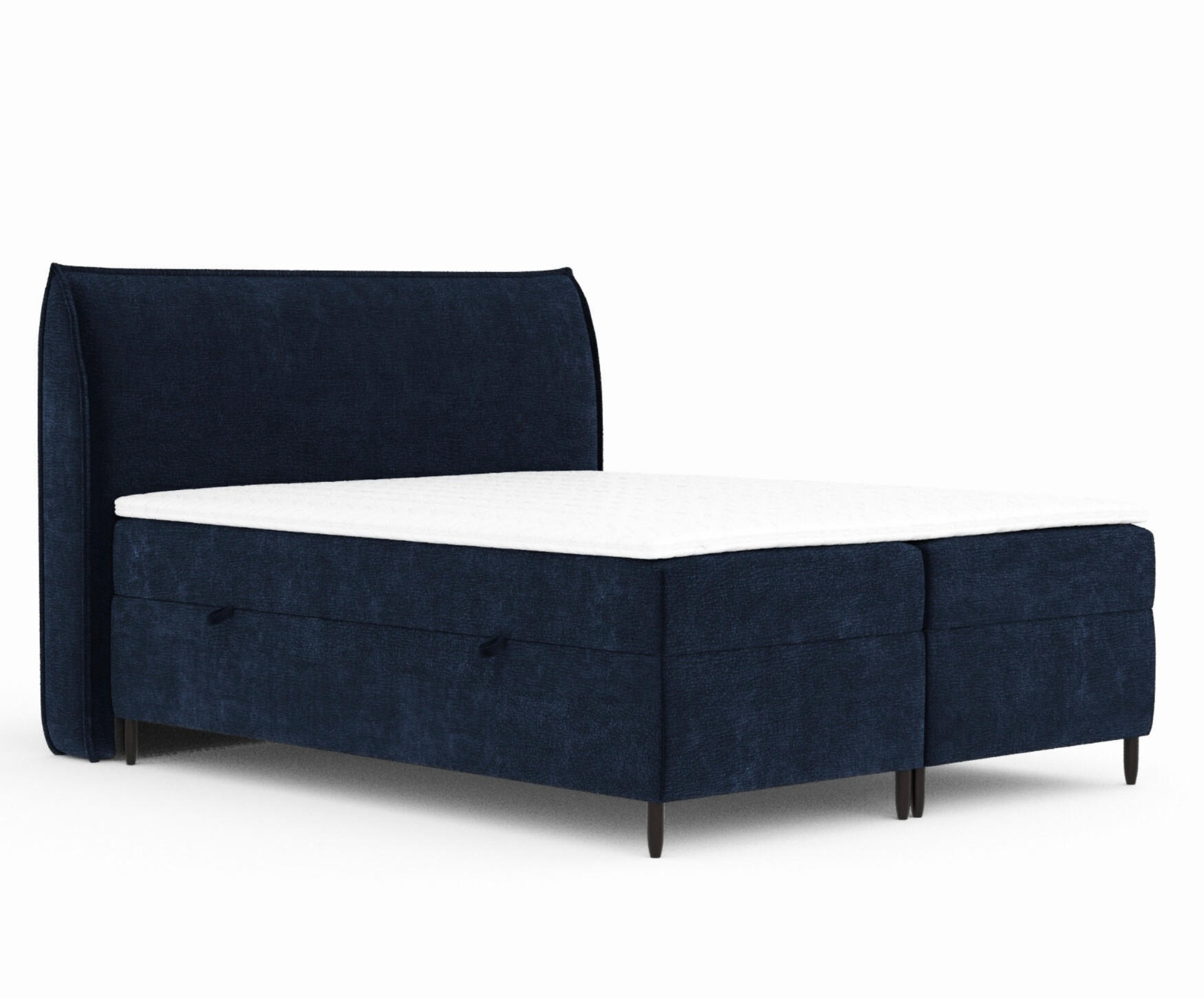 BOXBETT 200/200 cm Corvus, in Marineblau, Matratze, Topper, Bettkasten, H3 = fest - Schwarz/Dunkelblau, Holz/Holzwerkstoff (200/200cm) - Maison de Reve