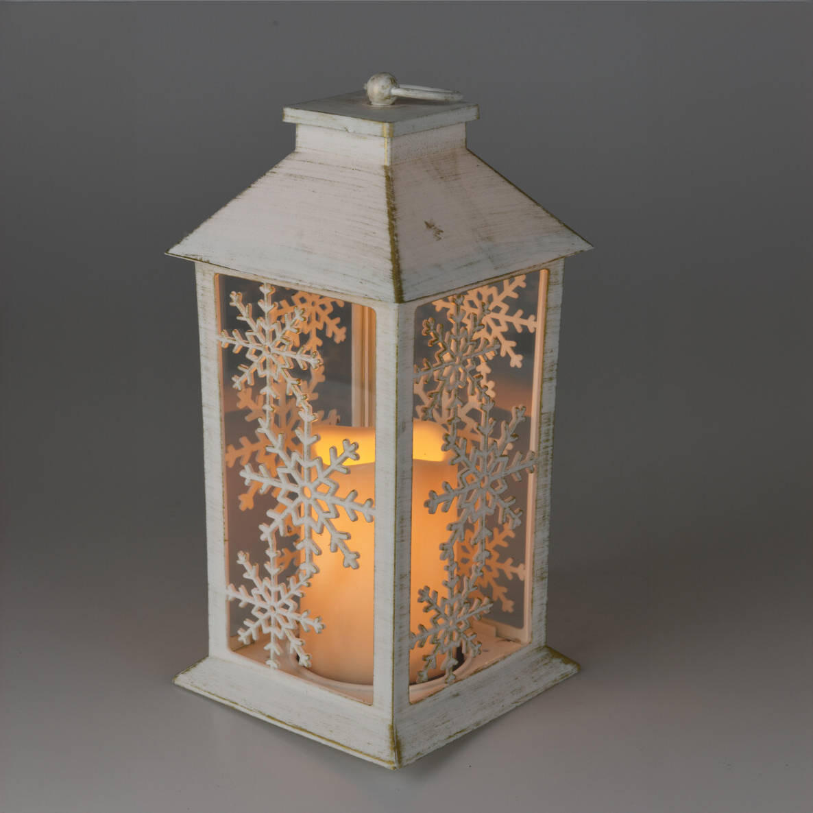 LATERNE LED Winter 28 cm - Weiß, Kunststoff (14/28/14cm) - Home Styling Collection