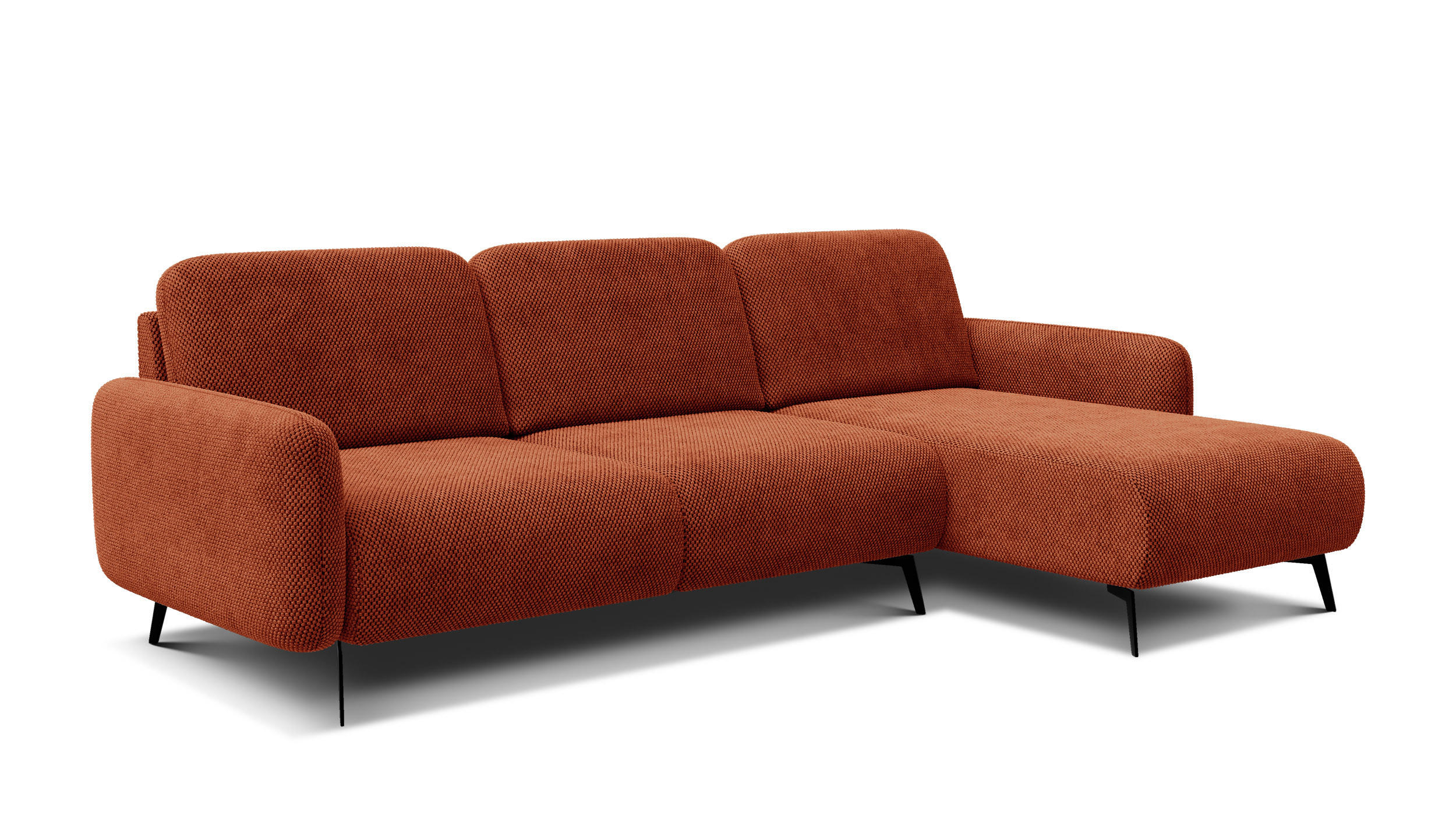 ECKSOFA FEBE 4-Sitzer rechts, dunkelorange - Dunkelorange/Schwarz, Holz/Textil (264/157cm) - Courtois Laville