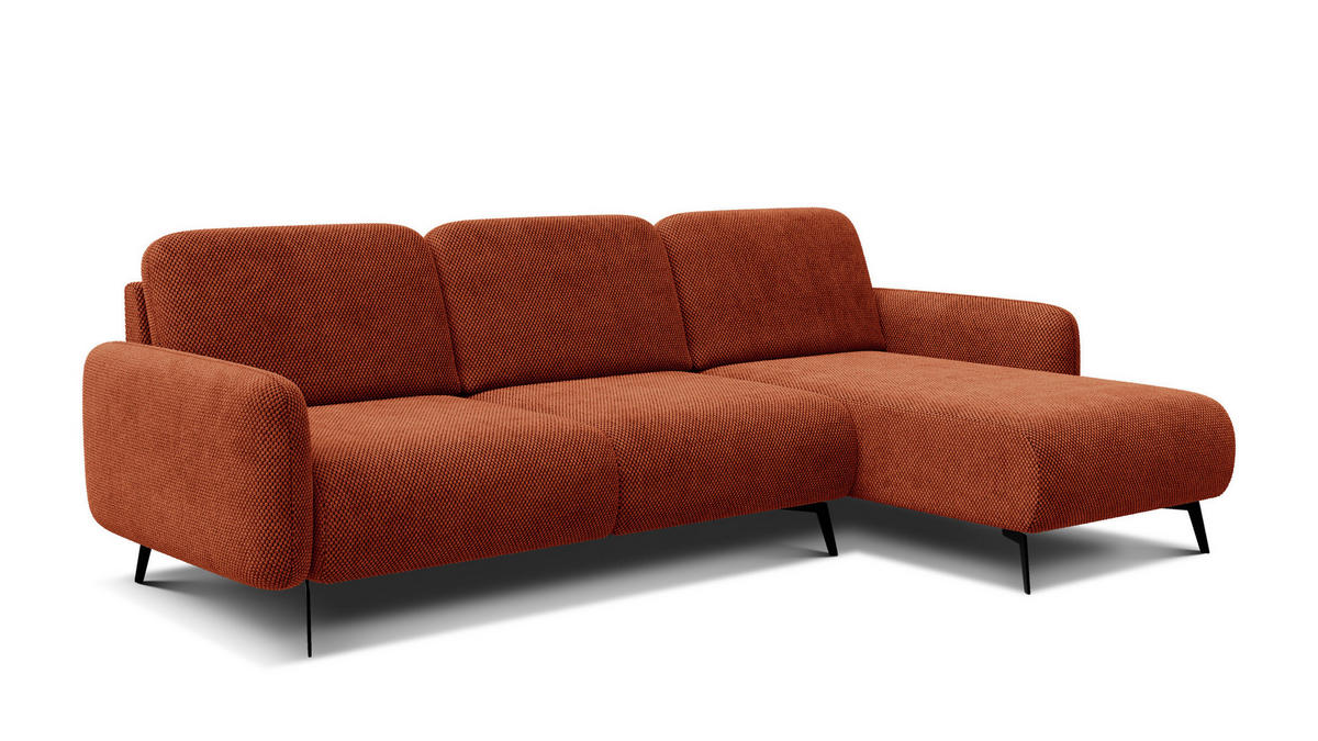 ECKSOFA FEBE 4-Sitzer rechts, dunkelorange - Dunkelorange/Schwarz, Holz/Textil (264/157cm) - Courtois Laville