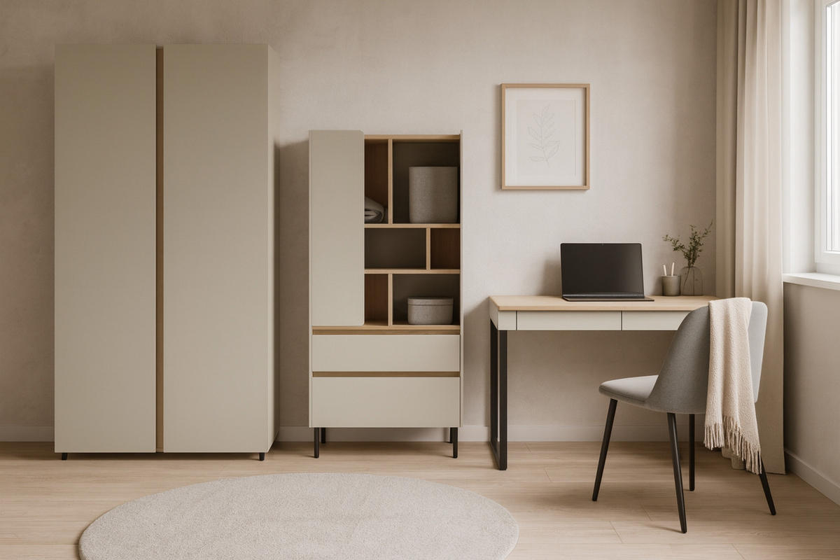 JUGENDZIMMER-SET LIBU B 3-teilig in Eukalyptus / Baltic Düne Eiche - Alteiche/Eukalyptusholzfarben, Holzwerkstoff (295/195/63cm) - Deine Möbel 24