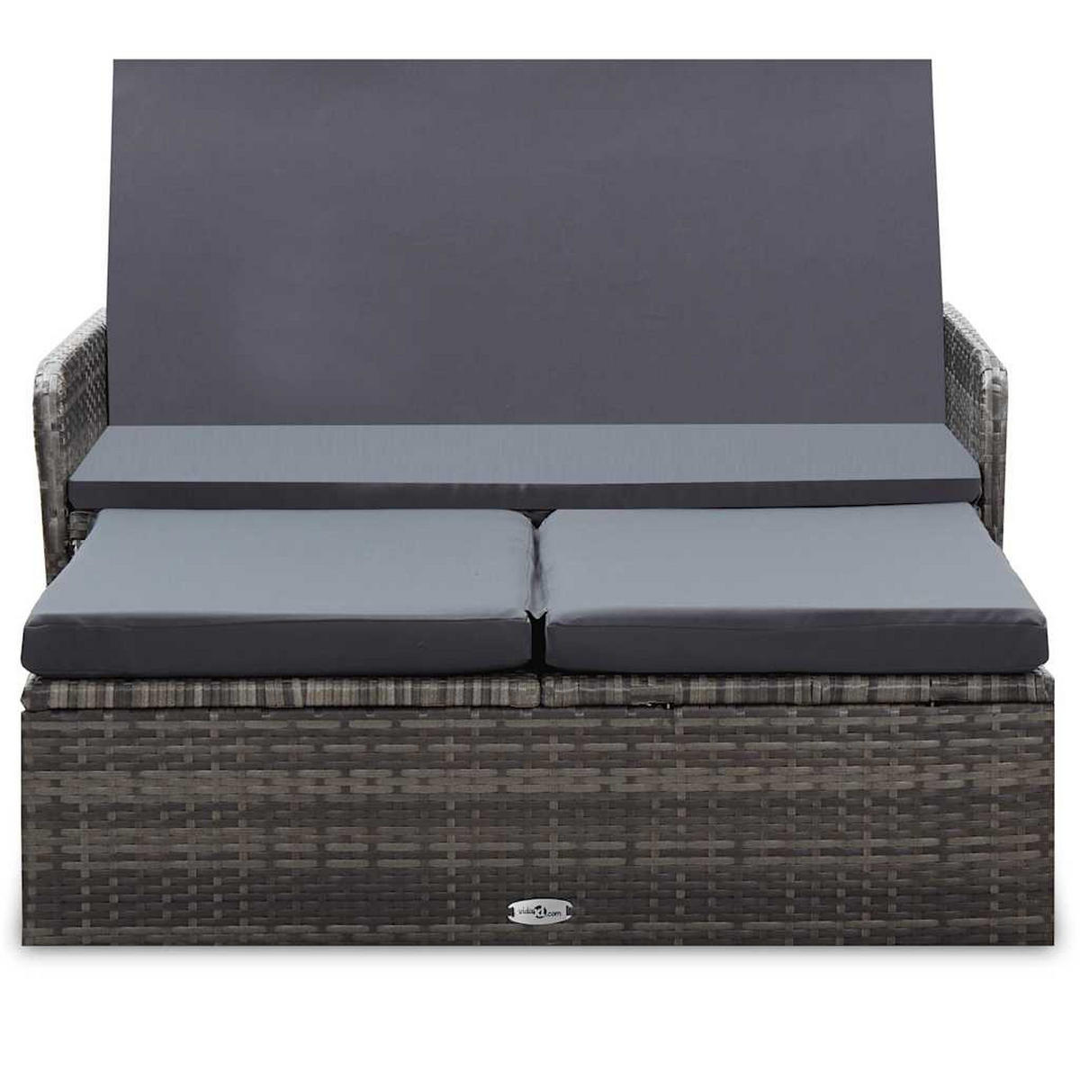 LOUNGEGARNITUR mit Auflagen und Kissenbox, aus Poly Rattan, Grau, 2-teiliges Set - Grau, Kunststoff/Textil - vidaXL