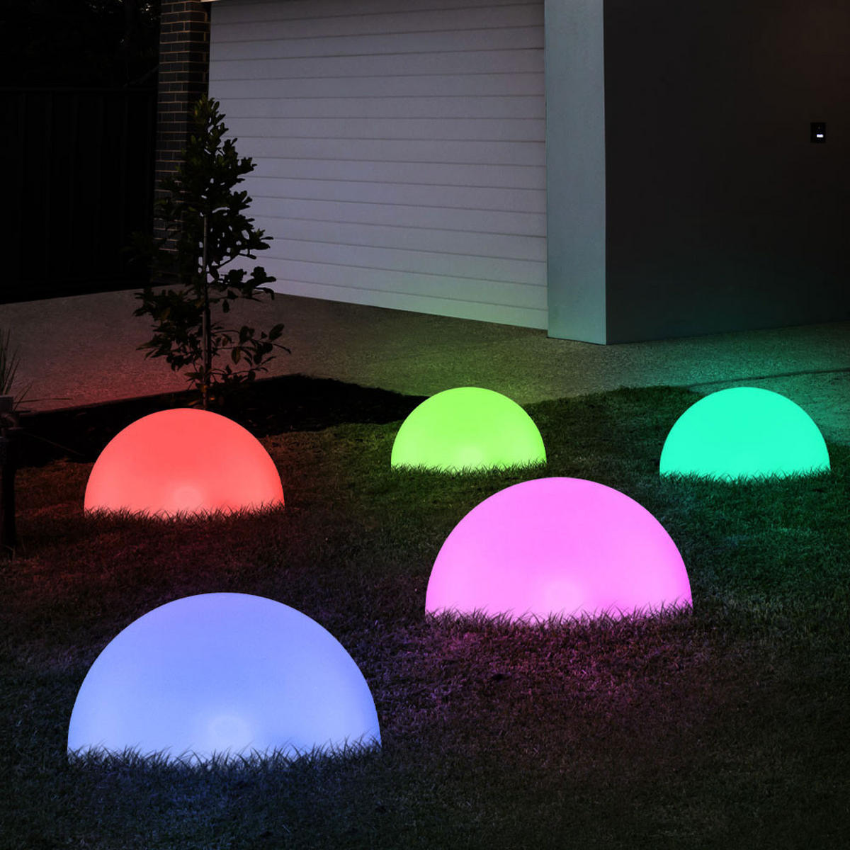 LED AUSSENLEUCHTE Kugel Weiß 5er Set - Weiß, Kunststoff (475/15/19cm) - Globo Lighting