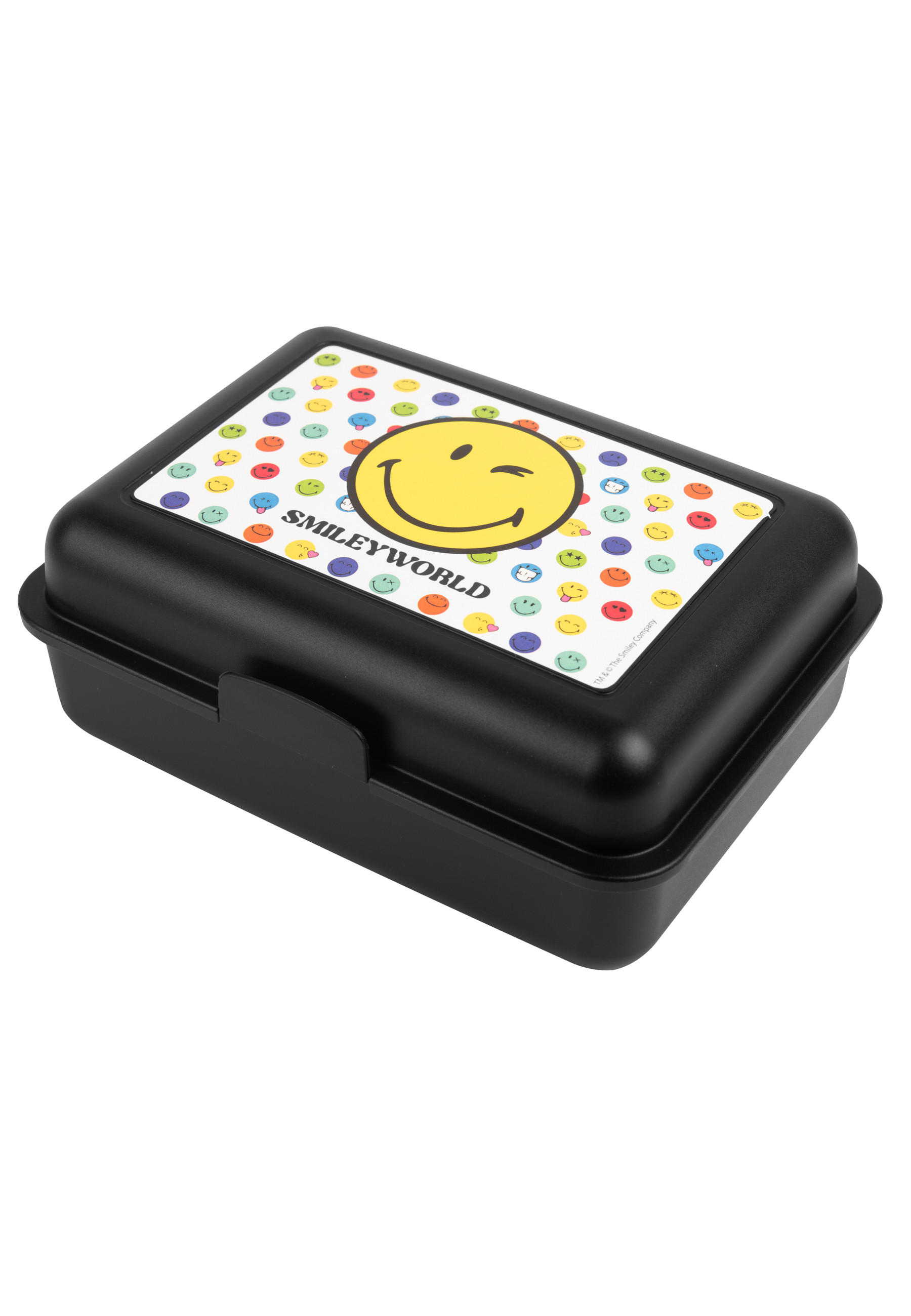 BROTDOSE Smiley Smileyworld Schwarz 17,5 x 12,8 x 6,9 cm - Schwarz, Kunststoff (17.5/6.9/12.8cm) - United Labels