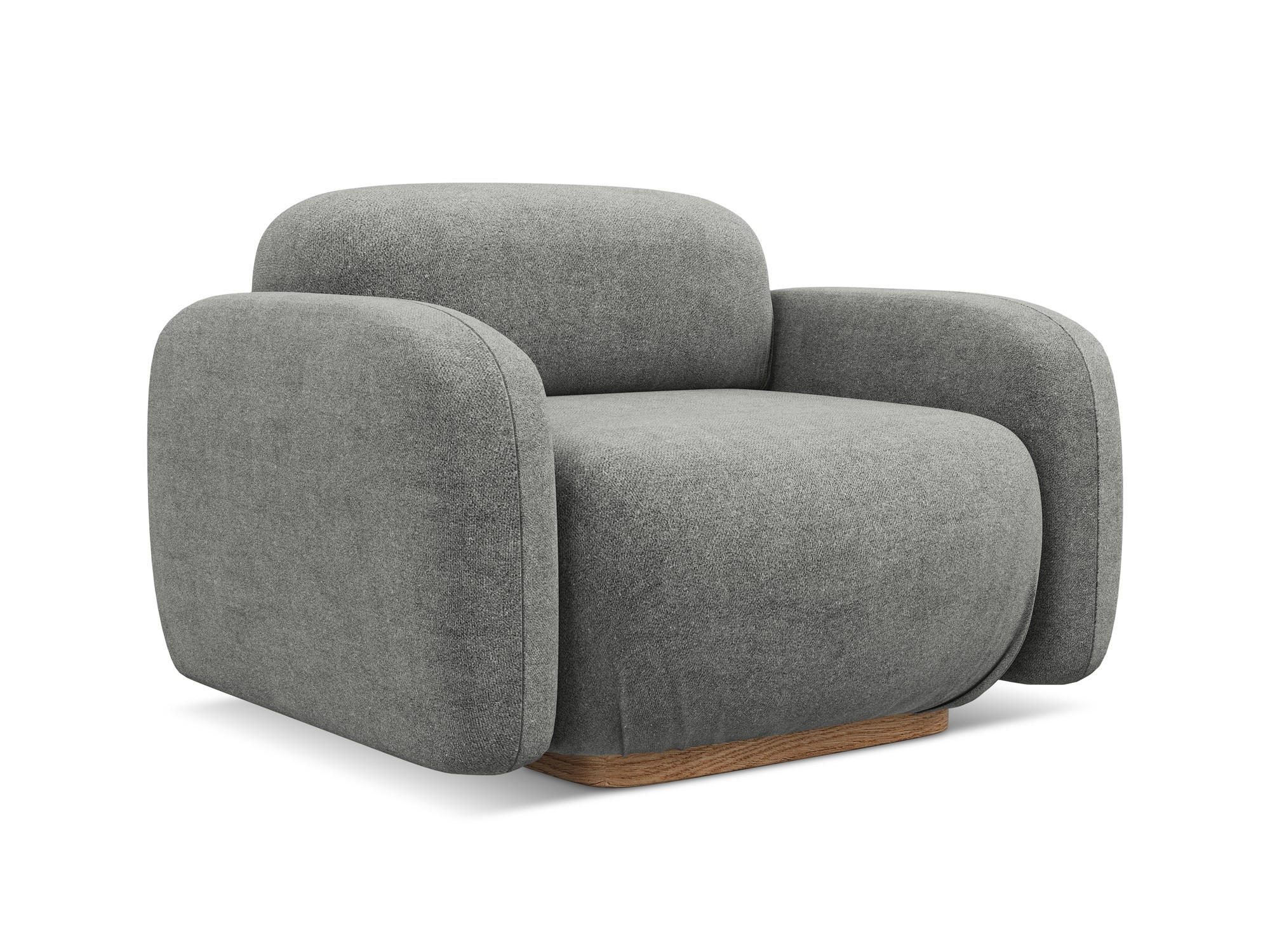 SESSEL Bouclé Stoff Beige - Beige/Braun, Holz/Textil (110/73/95cm) - Makamii