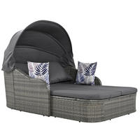 LOUNGESOFA aus Rattan & Metal 203x120x126 cm in Grau mit Baldachin - Grau, Metall (120/126/203cm) - Modfu